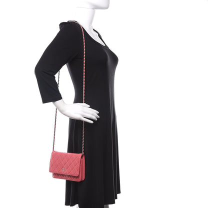 Chanel Lambskin Quilted Wallet On Chain WOC Pink 2 of 14