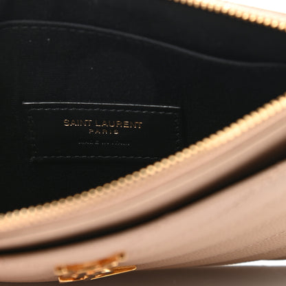 Saint Laurent Grain De Poudre Chevron Monogram Bill Pouch Dark Beige 6 of 7
