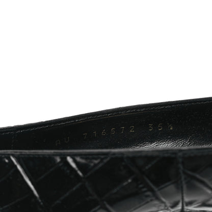 Saint Laurent Calfskin Crocodile Embossed Silvana 110mm Pumps 35.5 Black 8 of 8