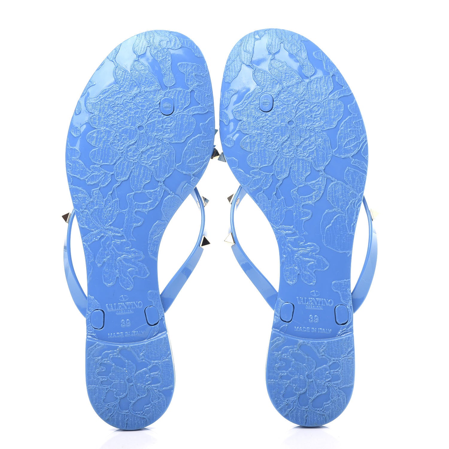Valentino Garavani PVC Jelly Rockstud Bow Thong Sandals 39 Blue 6 of 9