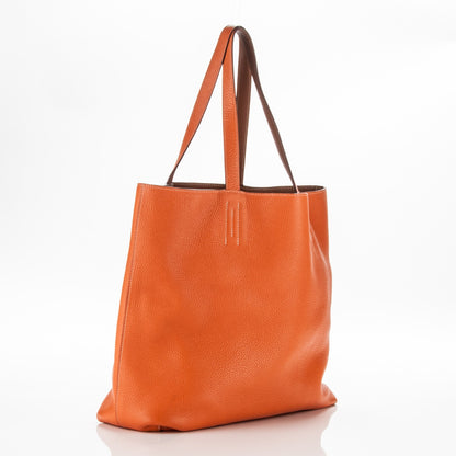 Hermes Taurillon Clemence Double Sens 36 Reversible Tote Gold Orange 3 of 17