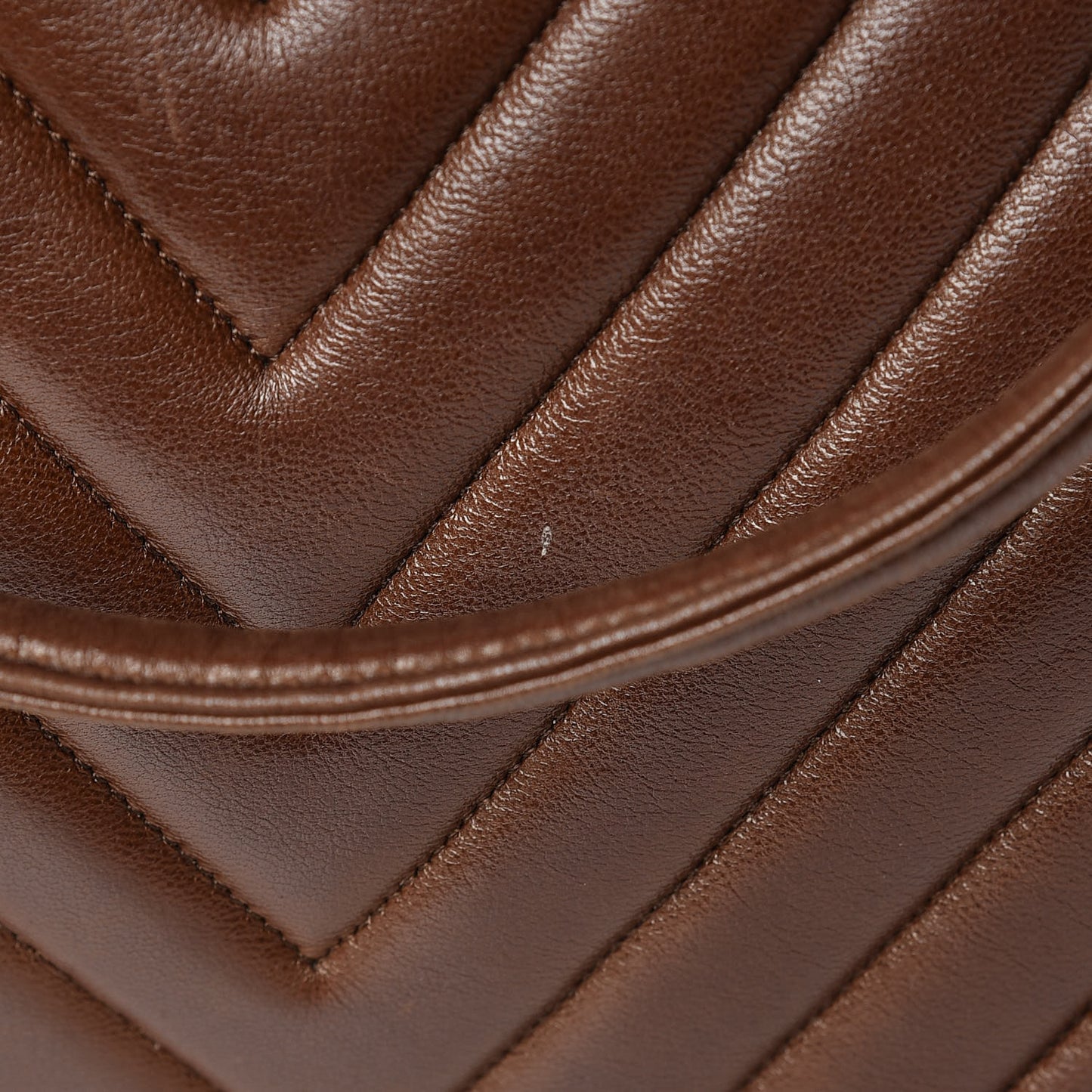 Lambskin Chevron Quilted Shoulder Bag Brown