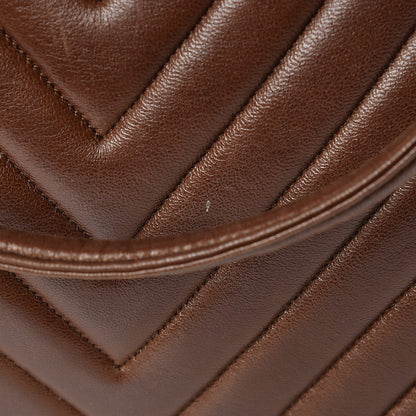 Chanel Lambskin Chevron Quilted Shoulder Bag Brown 10 of 24