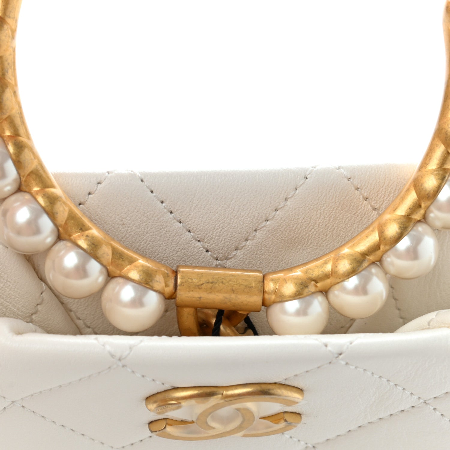 Chanel Lambskin Quilted Pearl Crown Clutch Bag White 9 of 10