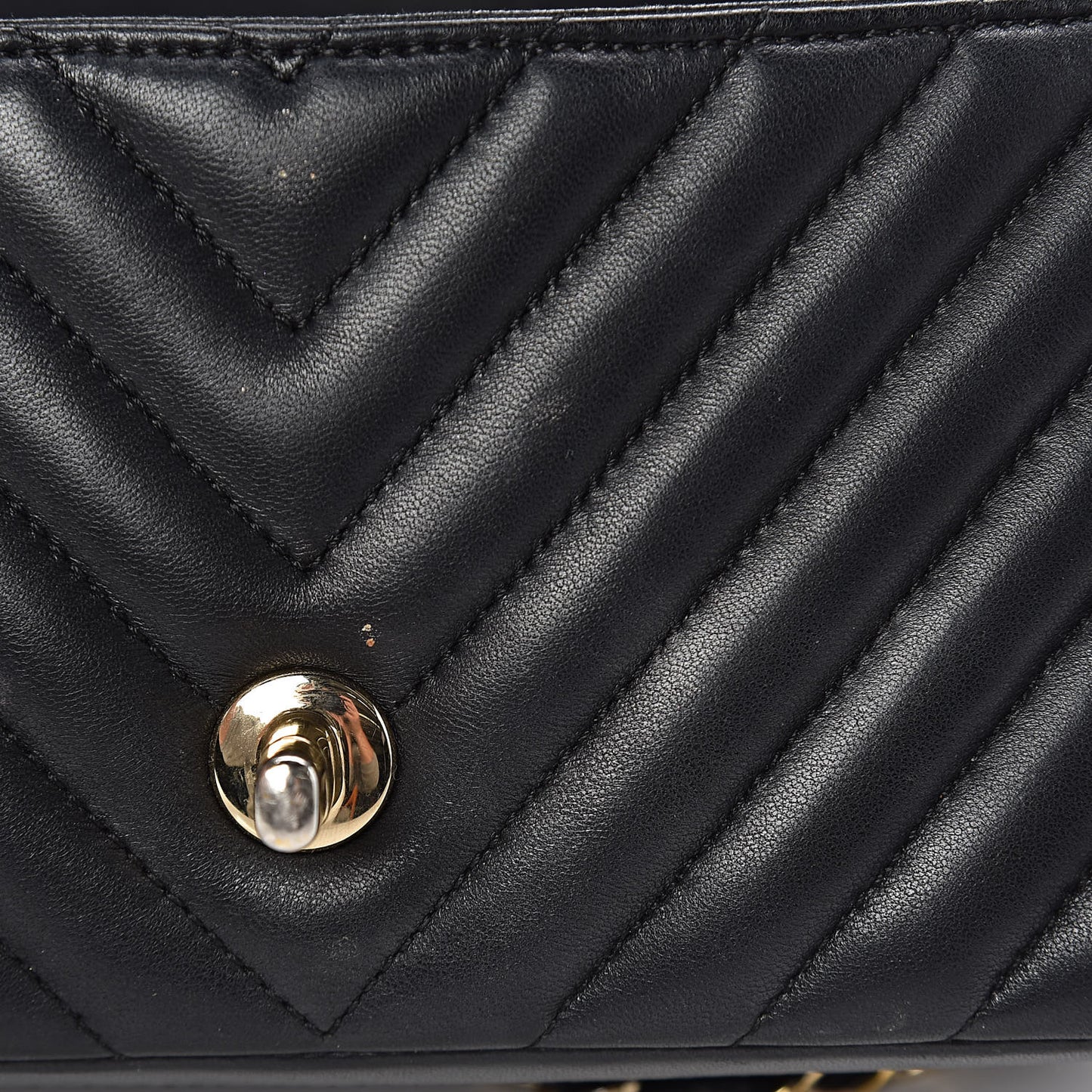 Lambskin Chevron Quilted Mini Rectangular Flap Black