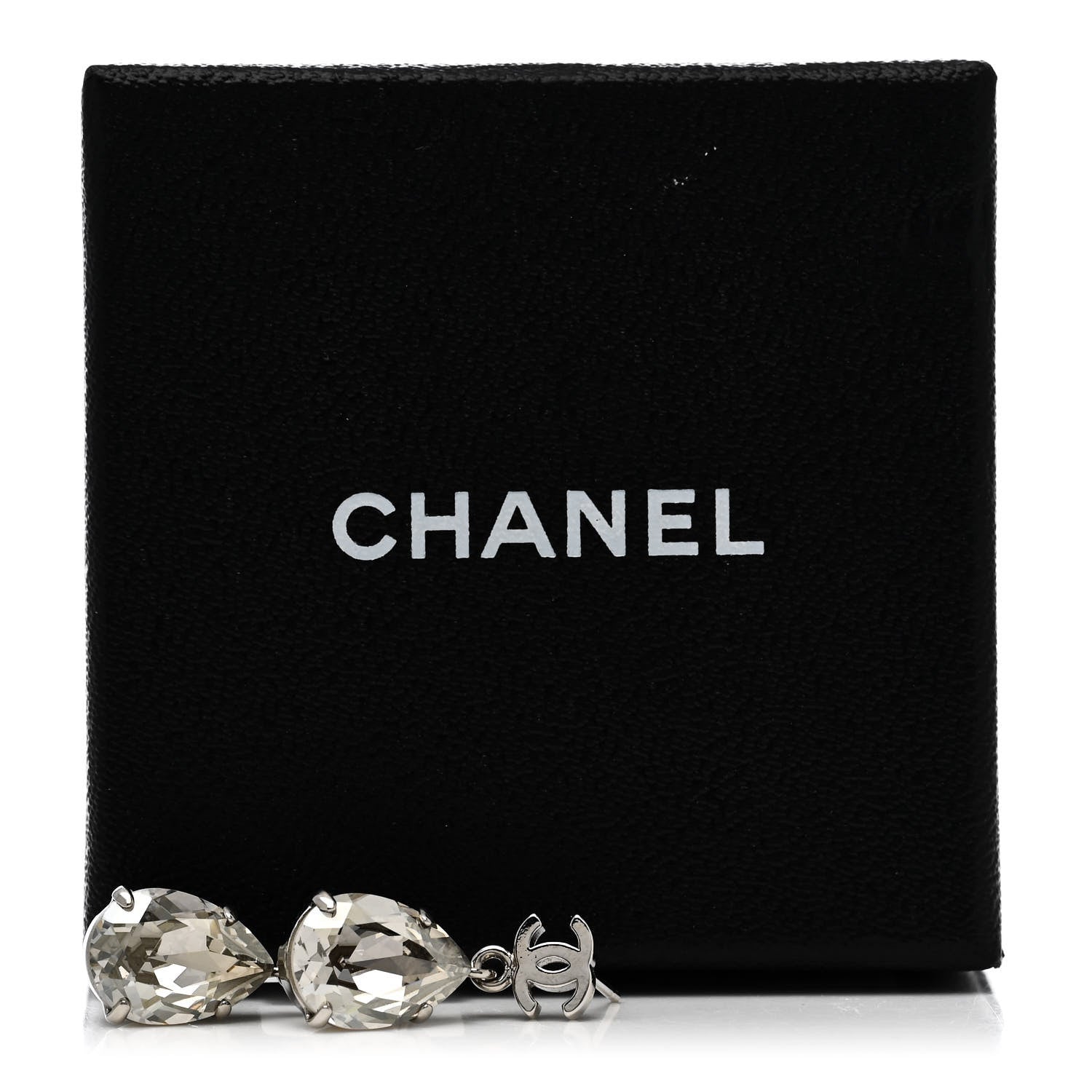 Chanel Crystal CC Tear Drop Earrings Silver 5 of 5