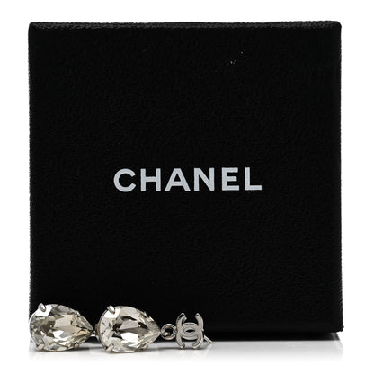 Chanel Crystal CC Tear Drop Earrings Silver 5 of 5