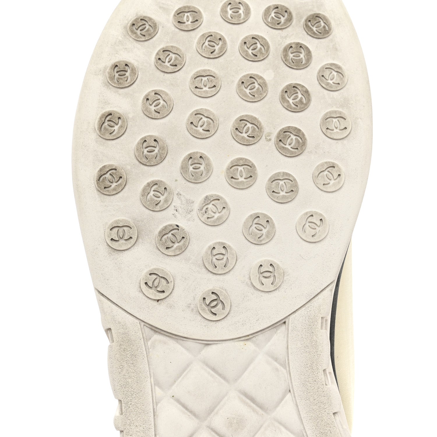 Chanel Lycra Womens CC Sneakers 37 White Black 9 of 10