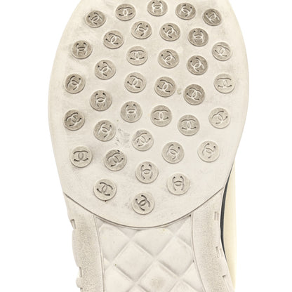 Chanel Lycra Womens CC Sneakers 37 White Black 9 of 10