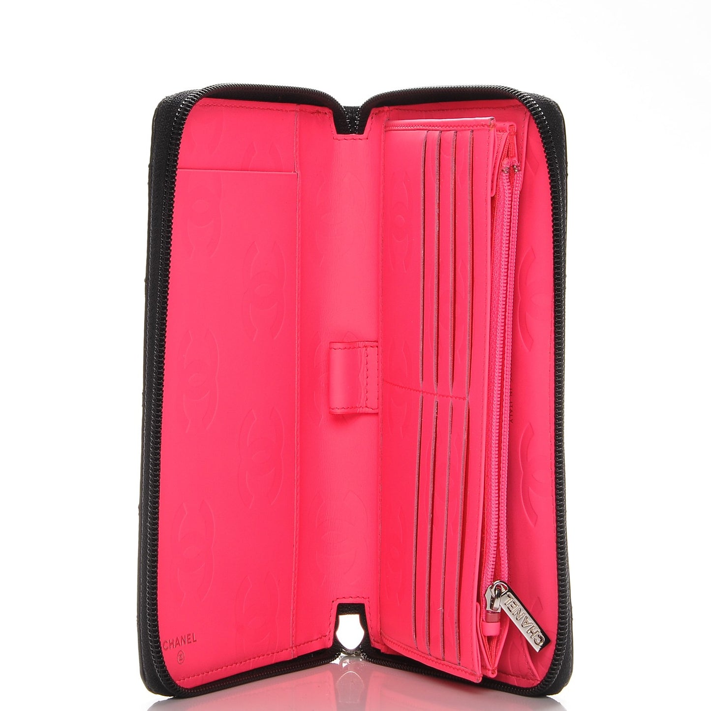 Calfskin Cambon Zip Around Organizer Wallet Black
