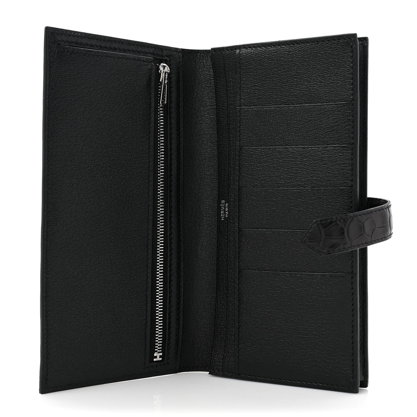 Matte Alligator Bearn Gusset Wallet Black