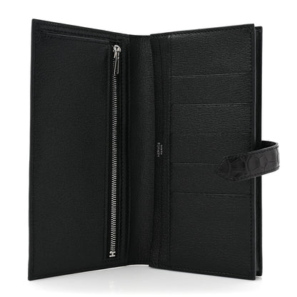 Hermes Matte Alligator Bearn Gusset Wallet Black 5 of 10