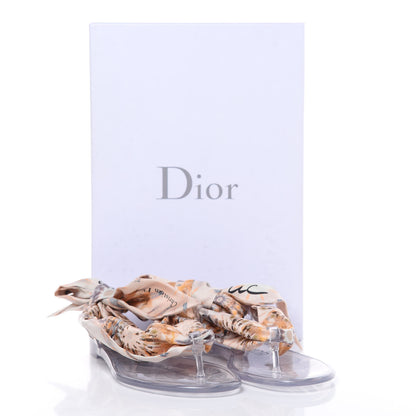 Christian Dior PVC Silk KaleiDiorscopic Mitzah Scarf Thong Sandals 36 Nude 8 of 8