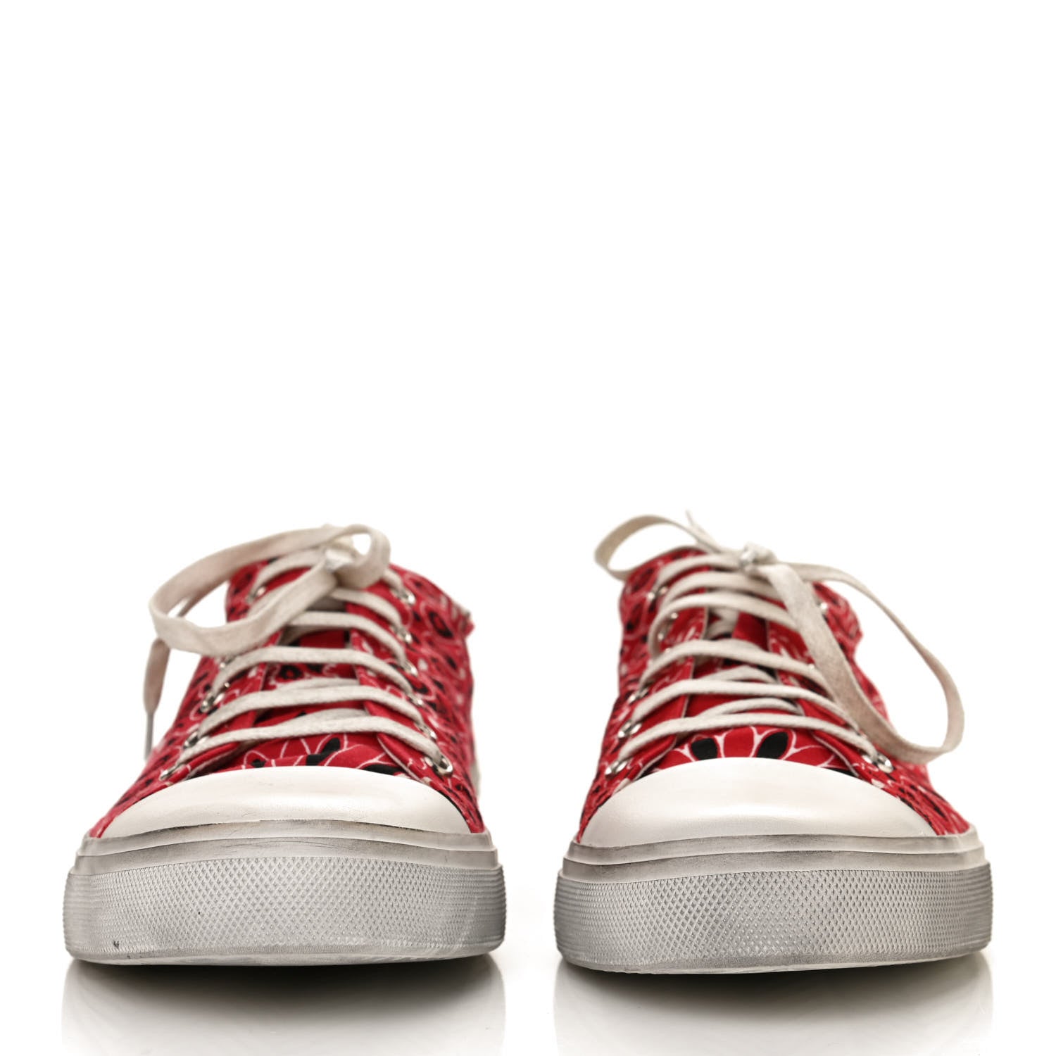 Saint Laurent Canvas Bandana Print Bedford Low Top Sneakers 41 Red 2 of 10