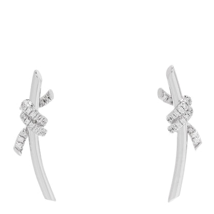 Tiffany 18K White Gold Diamond Tiffany Knot Earrings 1 of 4