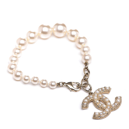 Chanel Pearl Crystal CC Bracelet Gold 1 of 4