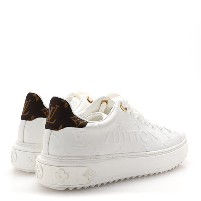 Louis Vuitton Lambskin Embossed Monogram Time Out Sneakers 38 White 5 of 9