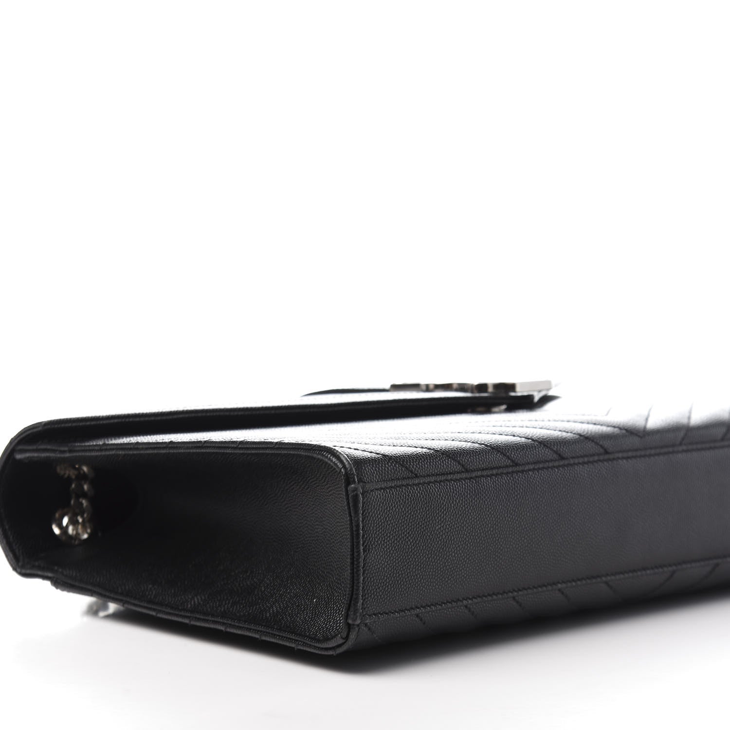 Saint Laurent Grain De Poudre Matelasse Chevron Large Monogram Satchel Black 6 of 11