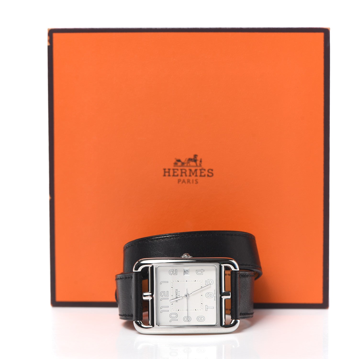 Hermes Stainless Steel Barenia 29mm Cape Cod Double Tour Quartz Watch Noir 6 of 11