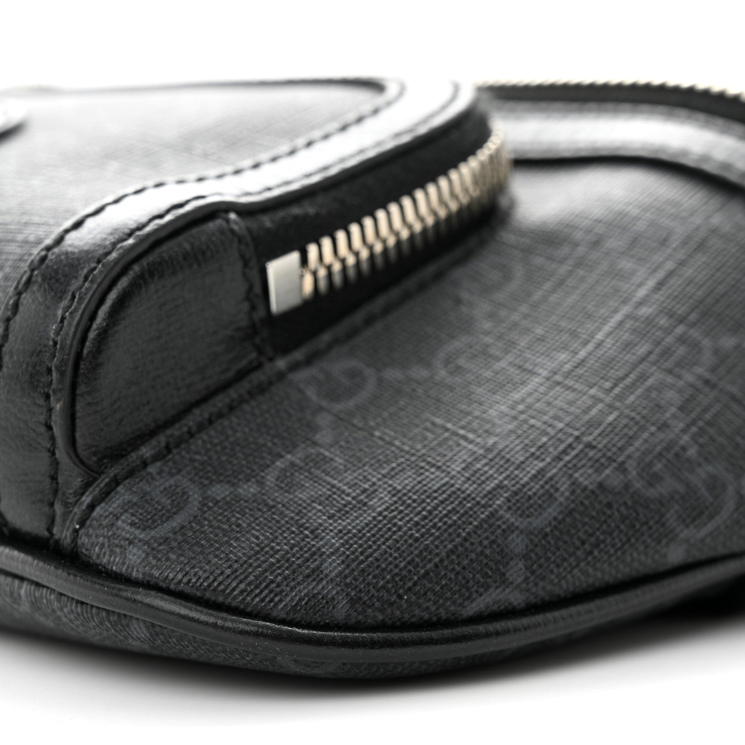 Gucci GG Supreme Monogram Textured Calfskin Retro Interlocking G Belt Bag Black 10 of 10
