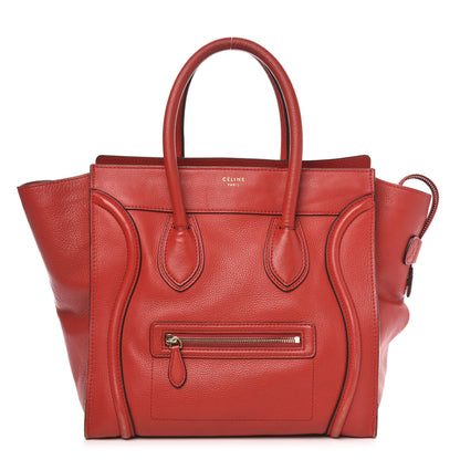 Celine Drummed Calfskin Mini Luggage Coquelicot 1 of 17