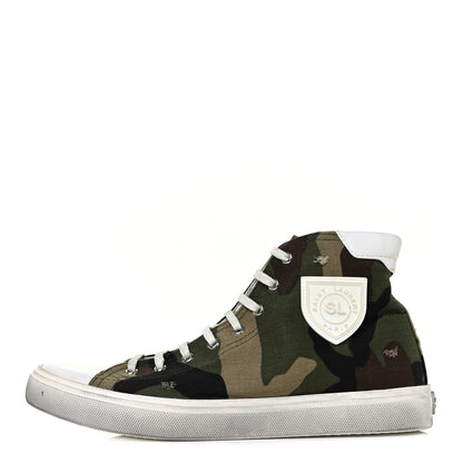 Saint Laurent Distressed Canvas Camouflage Print Bedford Hightop Sneakers 41 1 of 10