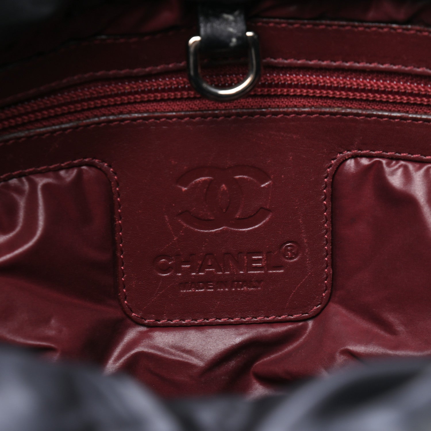 Chanel Nylon Quilted Coco Cocoon Medium Reversible Tote Black Red 6 of 7