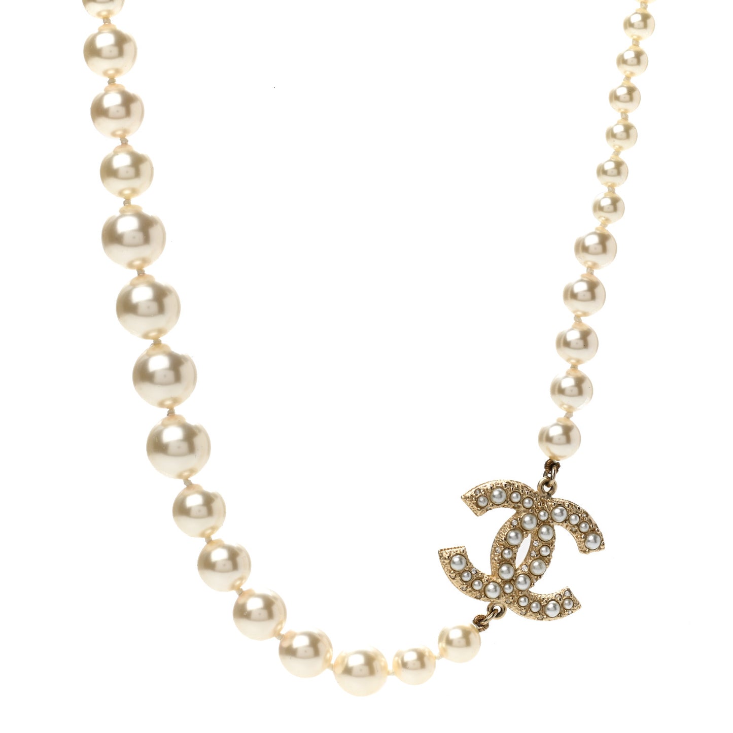 Pearl CC 100th Anniversary Necklace Light Gold