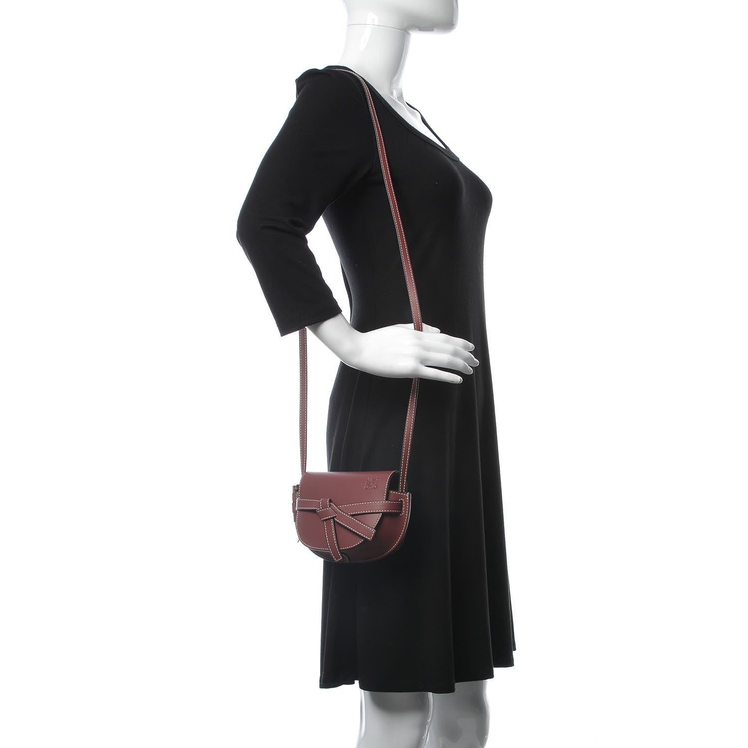 Loewe Calfskin Mini Gate Crossbody Bag Wine 2 of 6