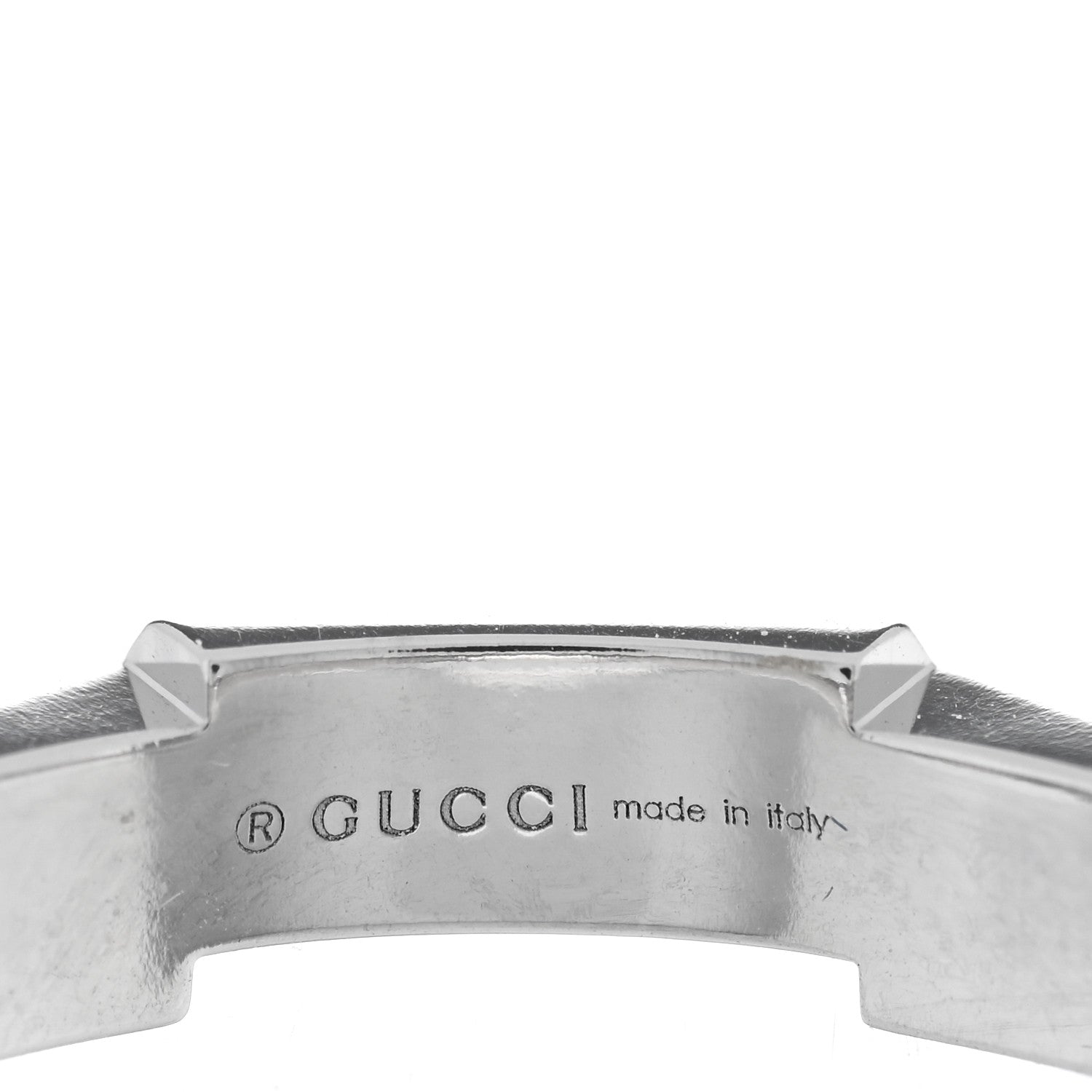 Gucci 18K White Gold Enamel Diamond Link to Love Ring 54 6.75 Green 4 of 5