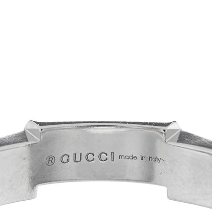 Gucci 18K White Gold Enamel Diamond Link to Love Ring 54 6.75 Green 4 of 5