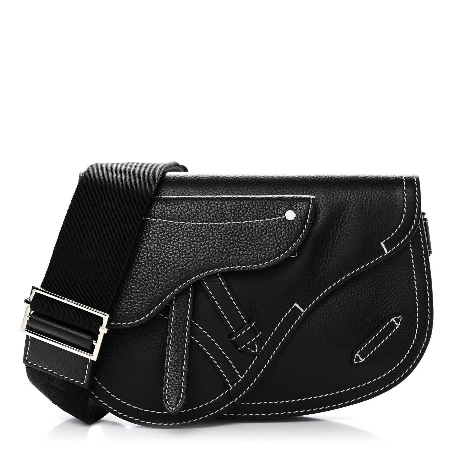 Christian Dior X KAWS Grained Calfskin Saddle Pouch Black 1 of 9