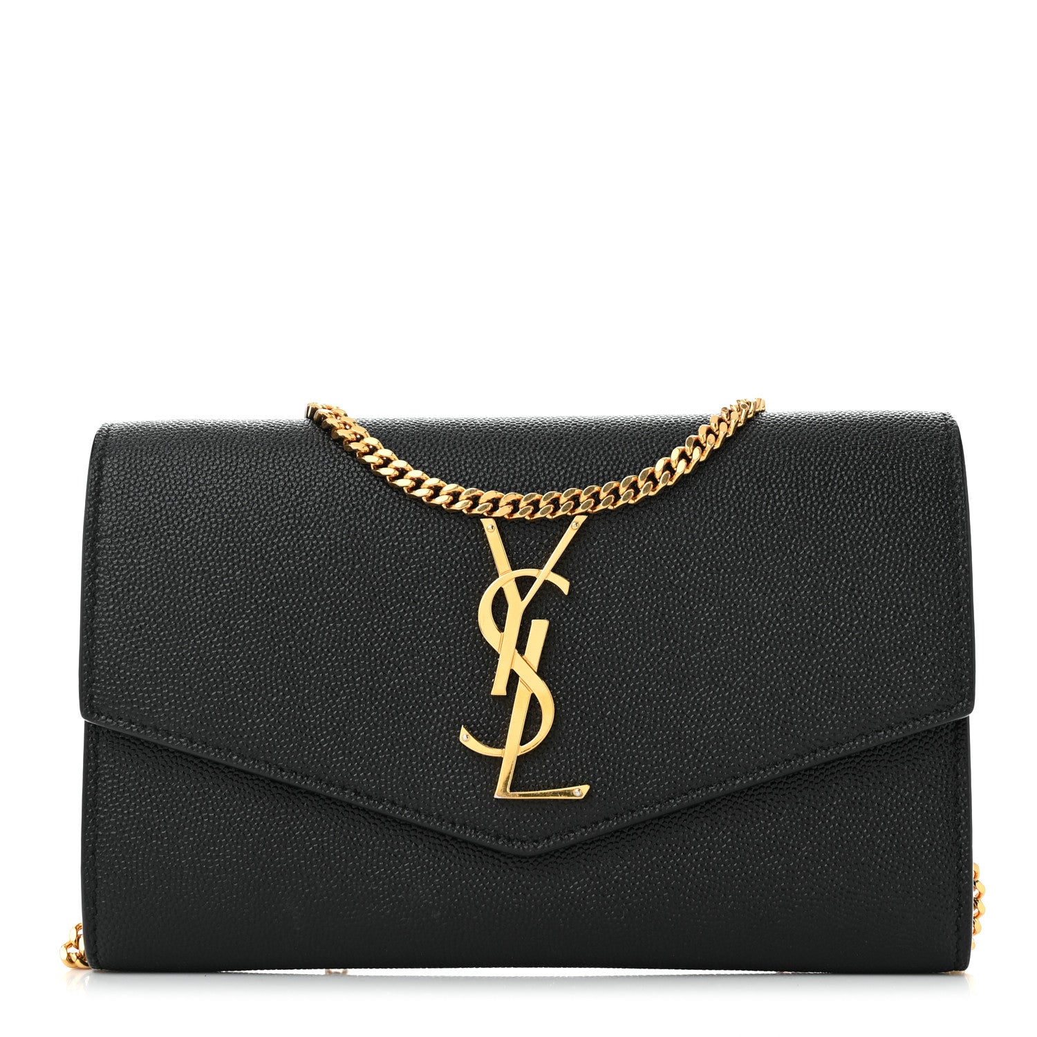 Saint Laurent Grain de Poudre Uptown Chain Wallet Black 1 of 10