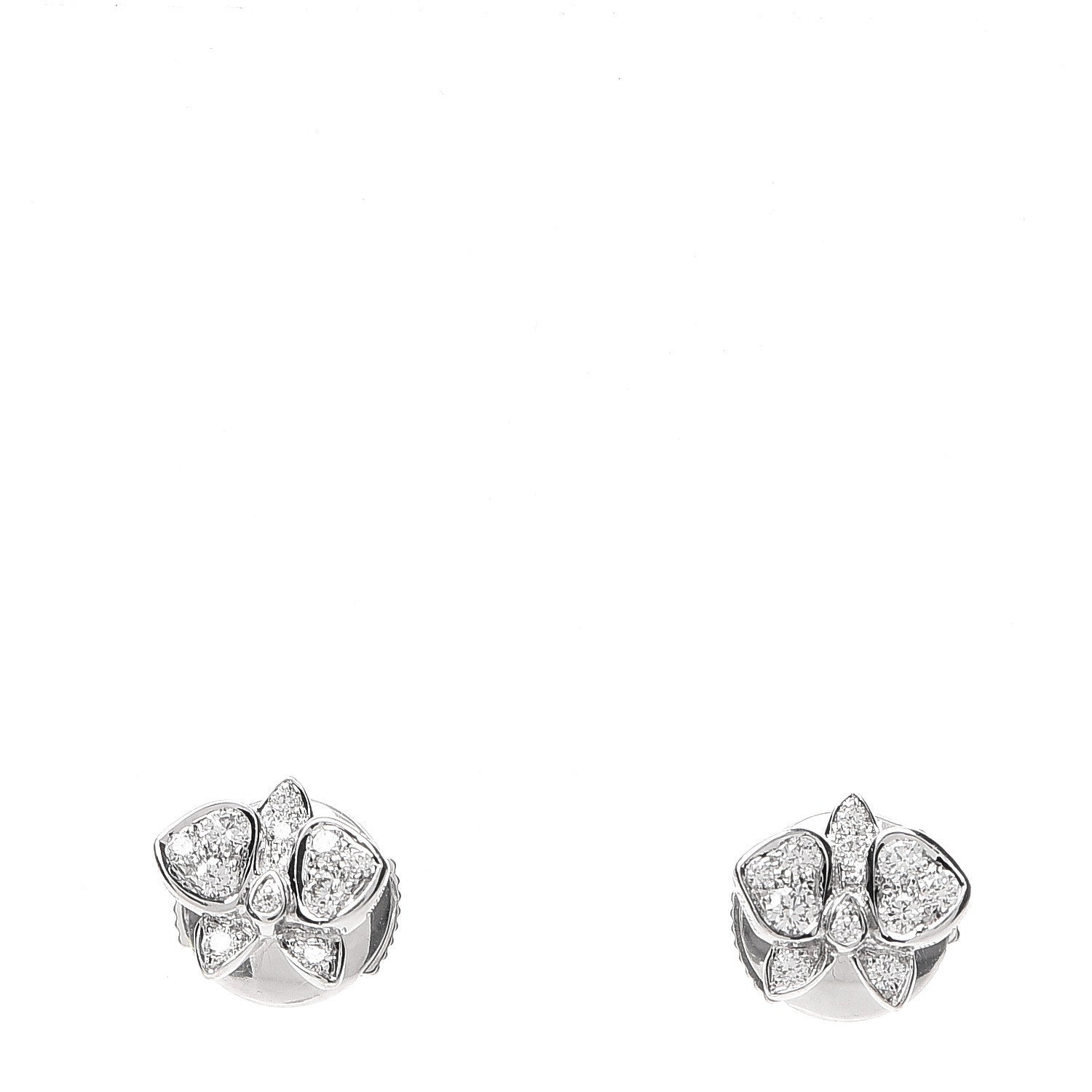 Cartier 18K White Gold Diamond Caresse D'Orchidees Par Earrings 1 of 4