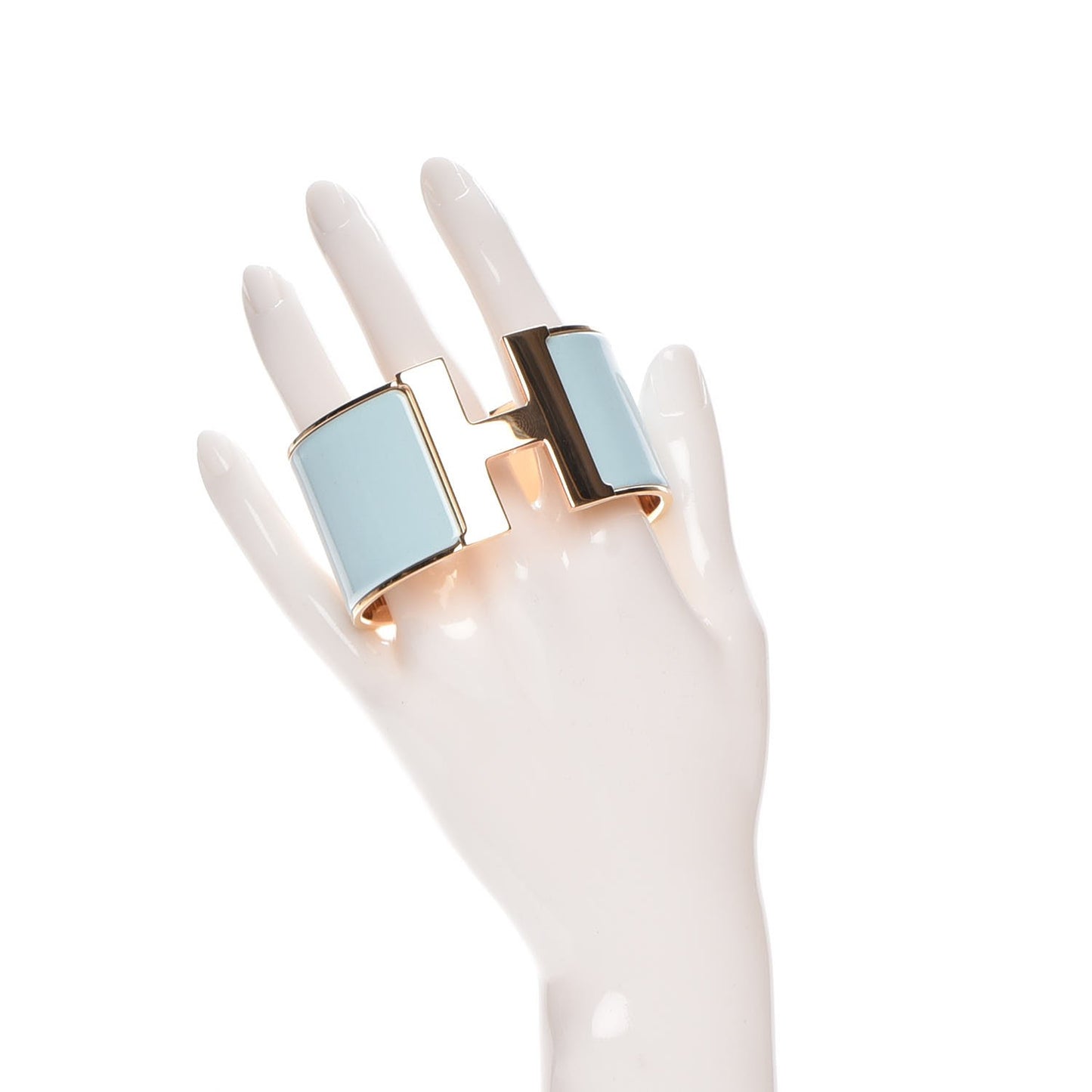 Enamel Extra Wide Clic Clac H Bracelet GM Bleu Glacier