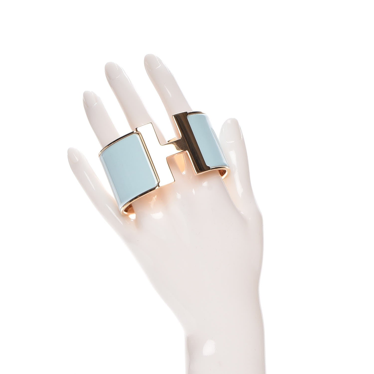 Hermes Enamel Extra Wide Clic Clac H Bracelet GM Bleu Glacier 2 of 7