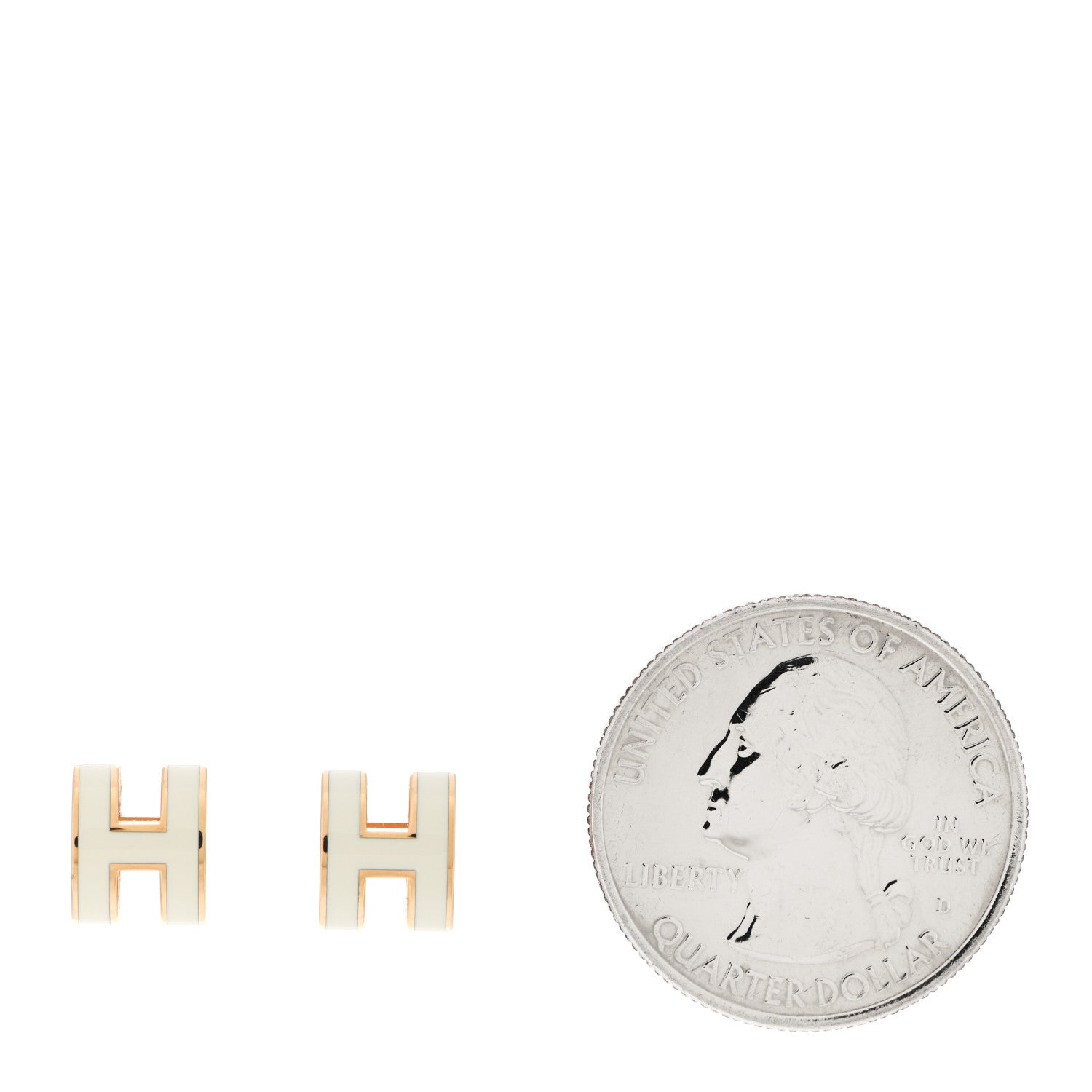 Hermes Rose Gold Lacquered Mini Pop H Earrings White 2 of 6