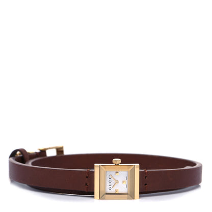 Gucci Stainless Steel Calfskin Mother of Pearl 14mm G-Frame Square Double Wrap Quartz Watch 2 of 5