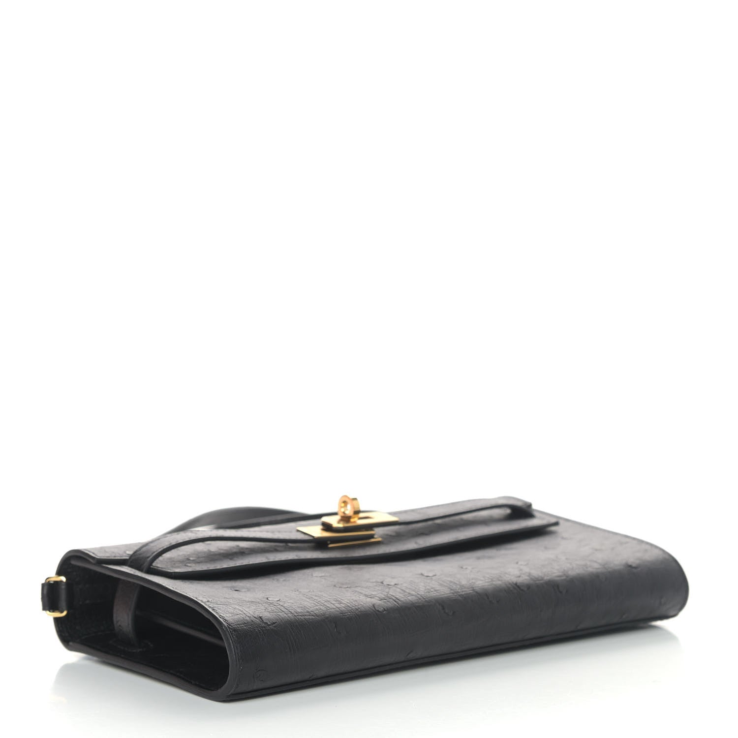 Hermes Ostrich Kelly Wallet To Go Black 4 of 10
