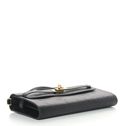 Hermes Ostrich Kelly Wallet To Go Black 4 of 10