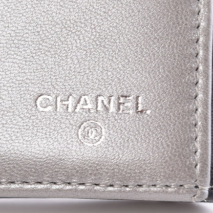 Chanel Lambskin Camellia Embossed Long Double Wallet Black 6 of 9