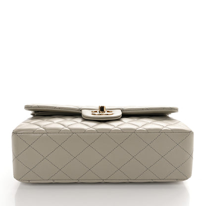 Chanel Lambskin Quilted Small Double Flap Light Grey 11 of 12