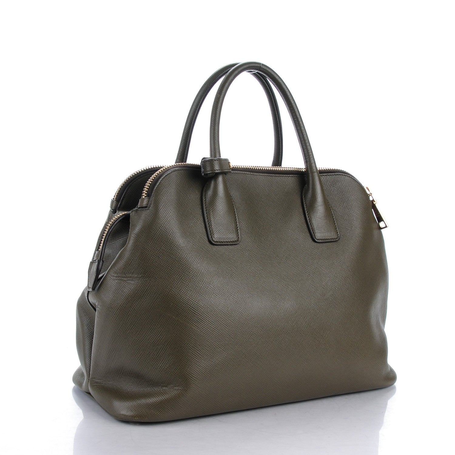 Prada Saffiano Cuir Top Handle Dome Tote Militare 3 of 10