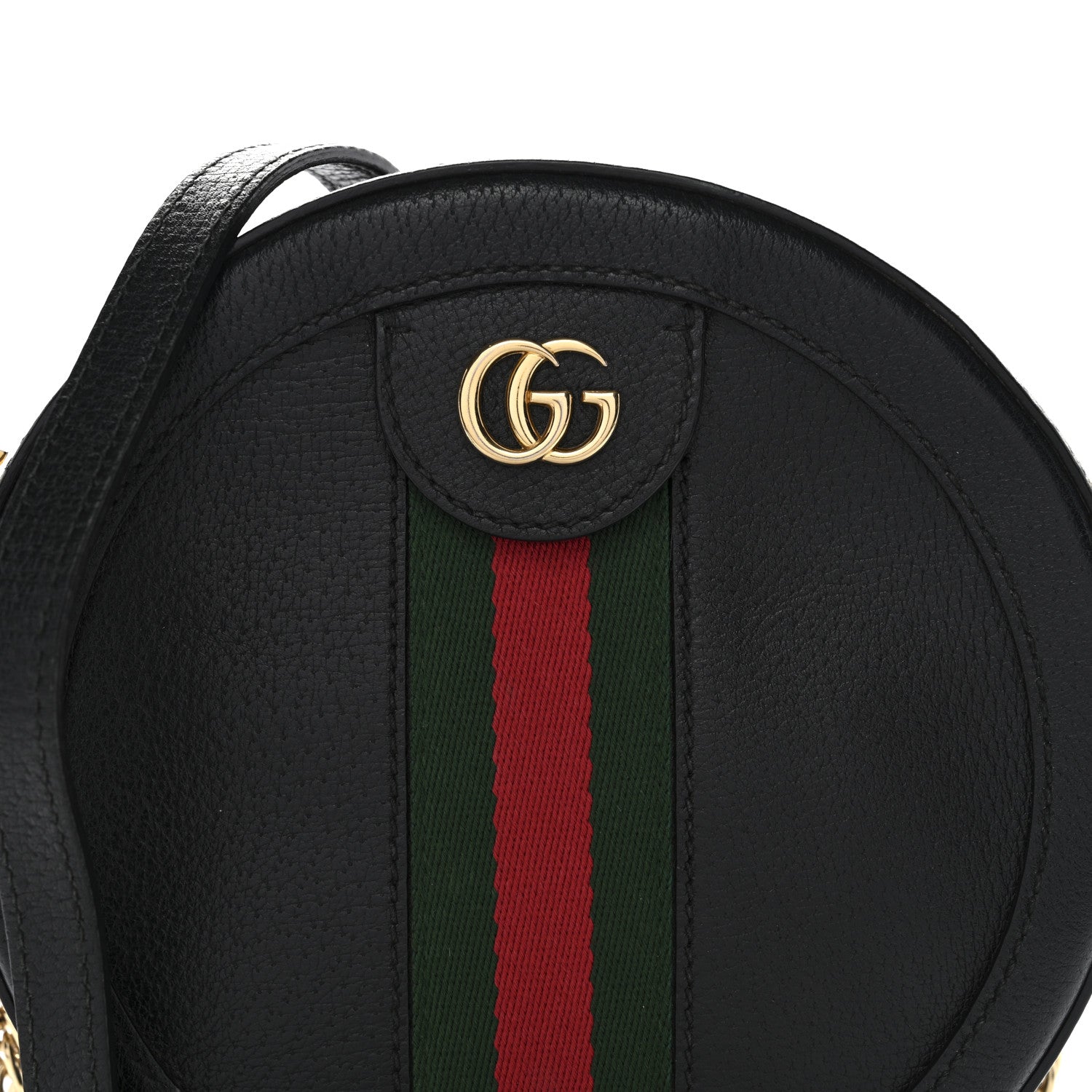 Gucci Grained Calfskin Web Mini Ophidia Round Shoulder Bag Black 8 of 10