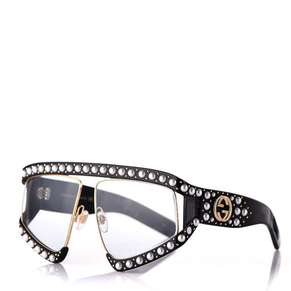 Gucci Acetate Pearl Rectangular Frame Sunglasses GG0234S Black 1 of 7