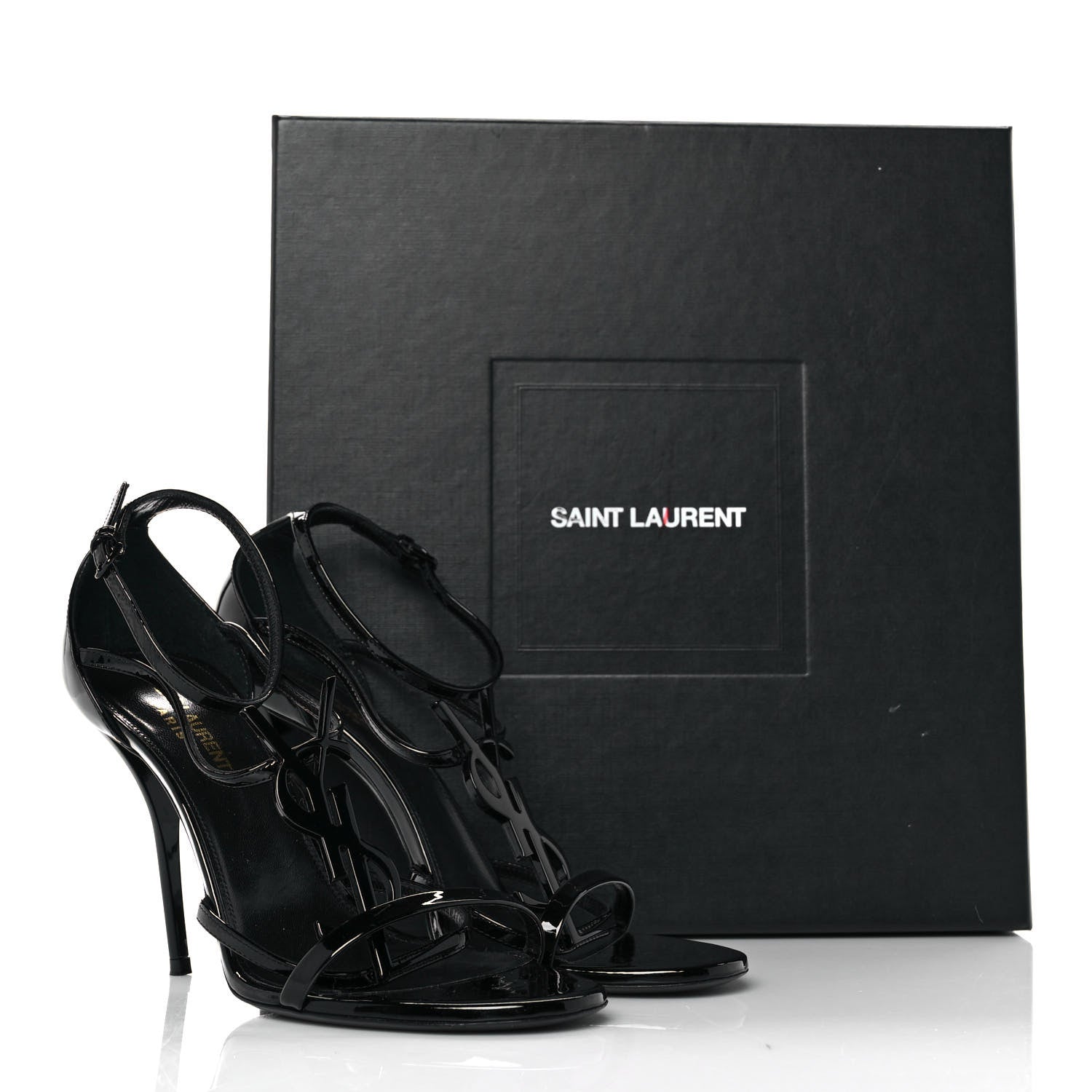 Saint Laurent Patent Cassandra 100 Sandals 38.5 Black 8 of 8