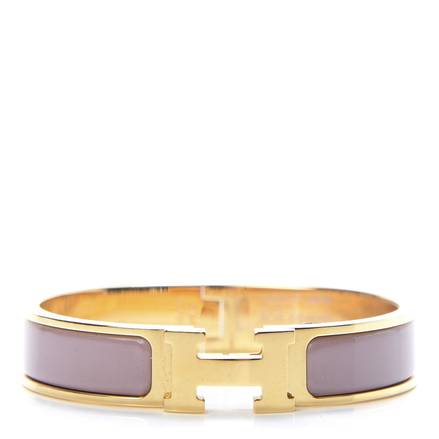 Enamel Narrow Clic Clac H Bracelet PM Bois De Rose