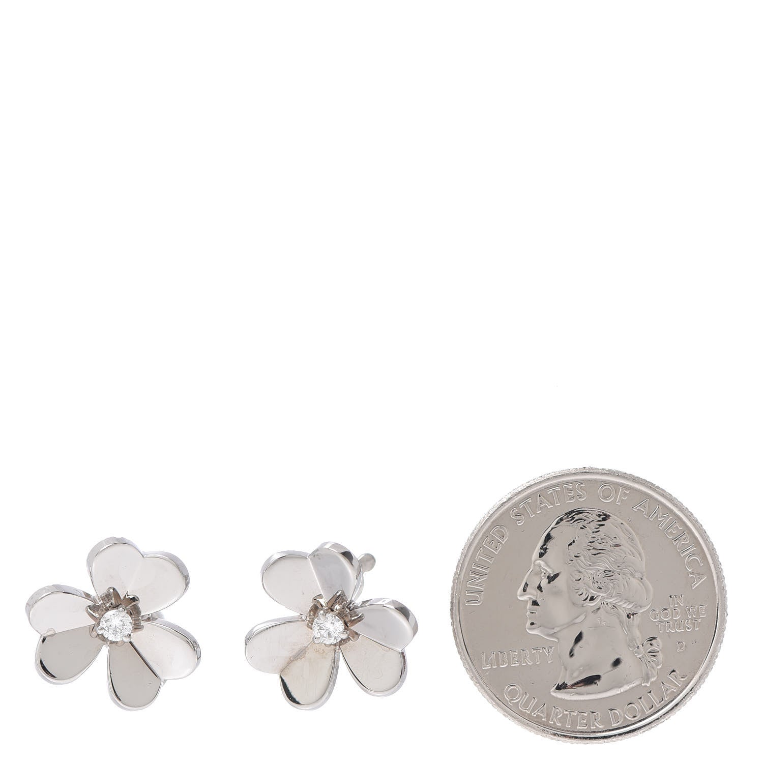Van Cleef & Arpels 18K White Gold Diamond Small Frivole Earrings 2 of 5