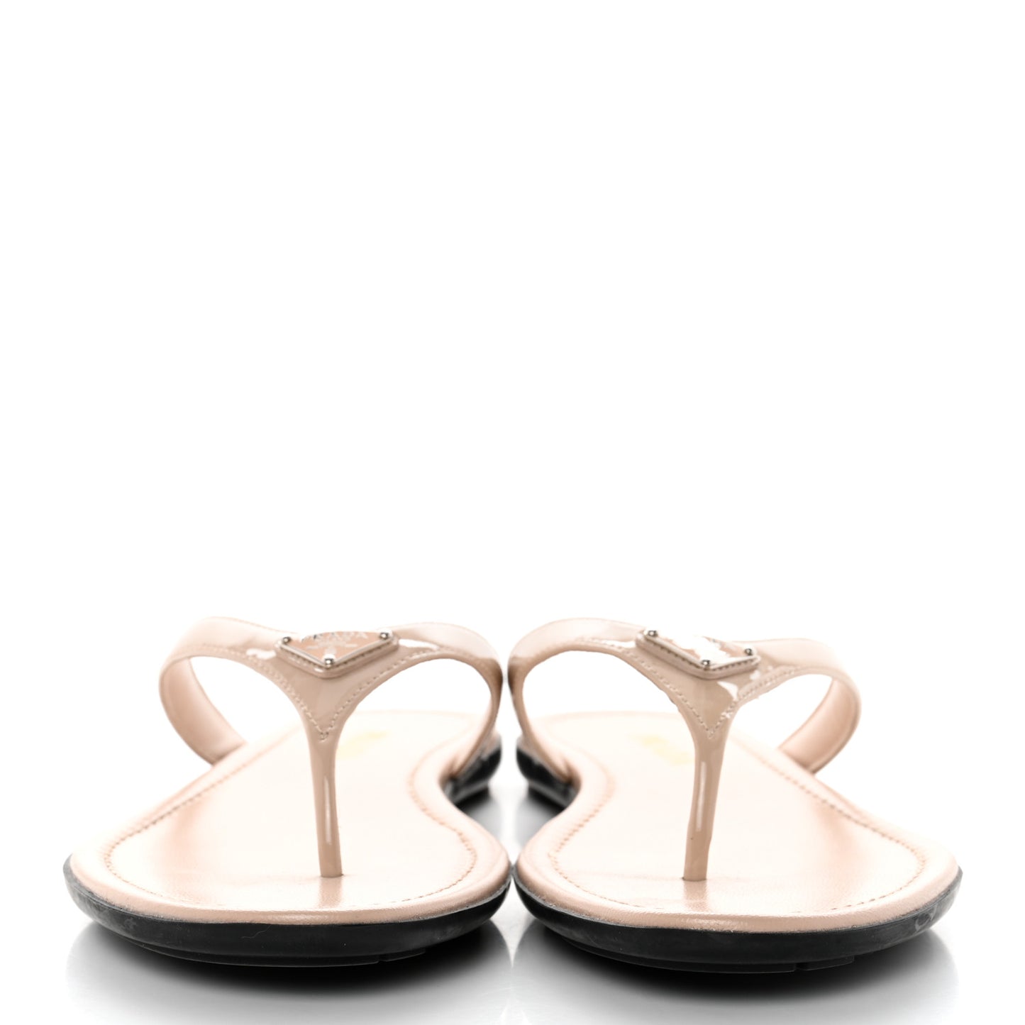 Patent Calfskin Logo Thong Sandals 40 Cipria