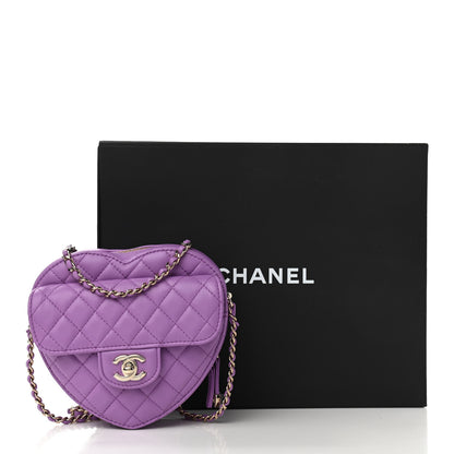 Chanel Lambskin Quilted CC In Love Heart Bag Purple 11 of 11